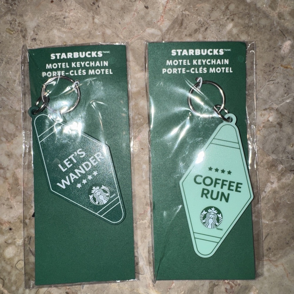 Starbucks 2026 Road Trip COFFEE RUN Motel Keychain Set Of 2